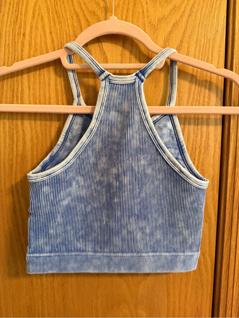 Zenana Outfitters Blue Ribbed Racerback Crop Tank - Picture 2 of 3